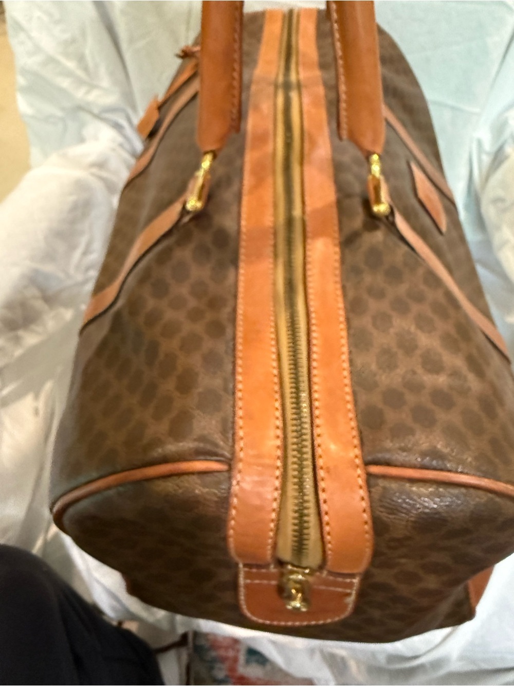 Vintage CELINE Macadam Boston Bag PVC Leather Weekender Travel Bag Ital - Picture 8 of 16